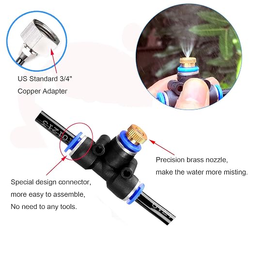 iRuiZhe Misting Cooling System Kit 59FT DIY Outdoor Mist Cooling Kit+21 Brass - Image 2