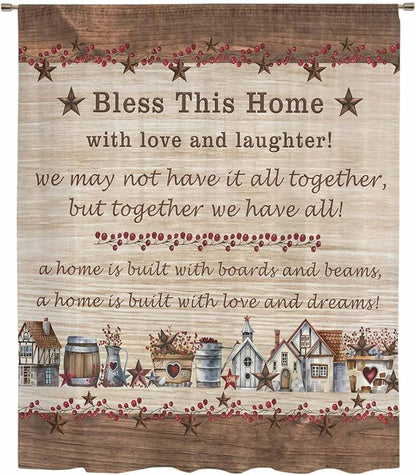 Farmhouse Sheer Curtains 45 Inch Length Brown Country Star Berry Vintage Wood - Image 6
