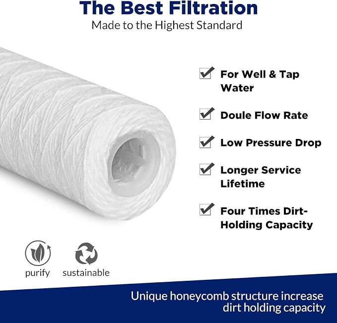 Membrane Solutions 50 Micron 10"x2.5" String Wound Whole House Water Filter - Image 5