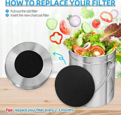 6 Pack Compost Filters for Countertop Bin, 6.7 Inch Charcoal Filters for - Image 6