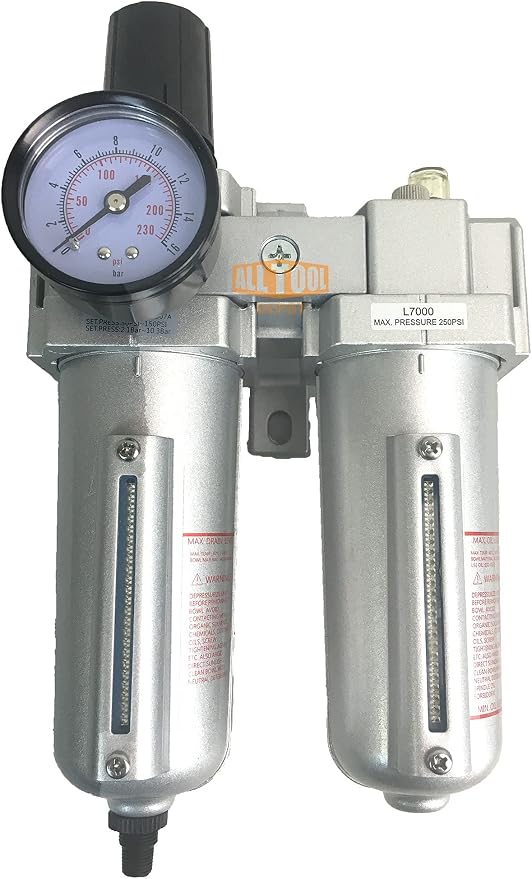 3/4" NPT HEAVY DUTY Compressed Air In Line Filter Regulator Lubricator Oiler by AllToolDepot