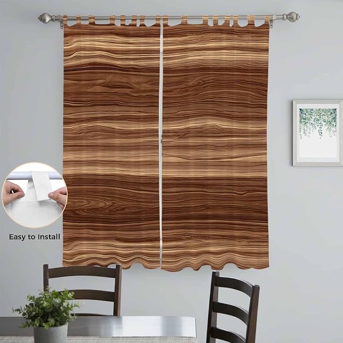 Brown Western Living Room Curtains 96 Inch Length, Window Curtains Tab Top - Image 4