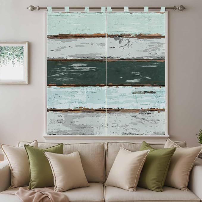 Blue Teal Living Room Curtains 84 Inch Length, Window Curtains Tab Top - Image 9