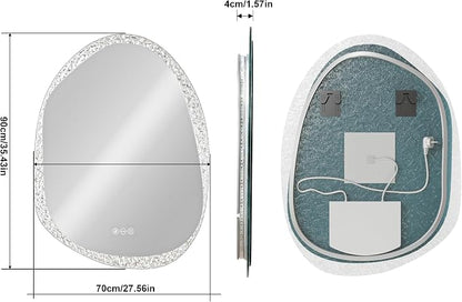 LUVODI Lighted LED Bathroom Mirror: 36”x28”Irregular Stone Pattern Frosted Wall - Image 5