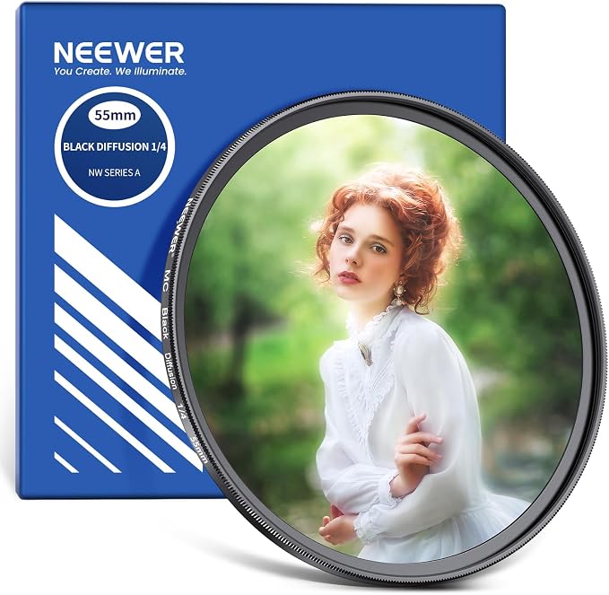 NEEWER 55mm Black Diffusion 1/4 Filter Dreamy Soft Cinematic Effect Filter by Neewer