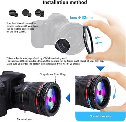 62mm Lens to 58mm Camera Lens Adapter, 62mm to 58mm Filter Step up Ring Adapter - Image 4
