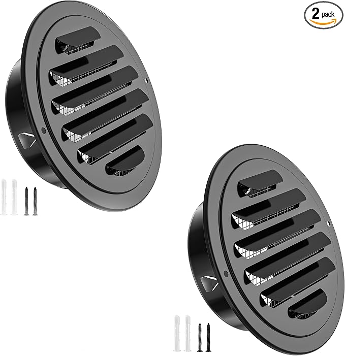 HG Power 4 Inch Black Stainless Steel Soffit Vent Cover by HGPOWER