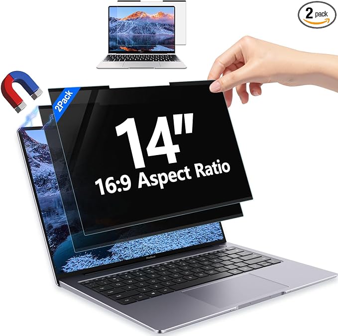 2Pack Magnetic 14 Inch Laptop Privacy Screen 16:9 Aspect Ratio, Removable by HOME
