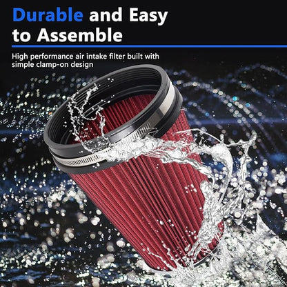 6" Inlet Cold Air Intake Filter Cone Replacement Performance Washable Clamp-On - Image 5