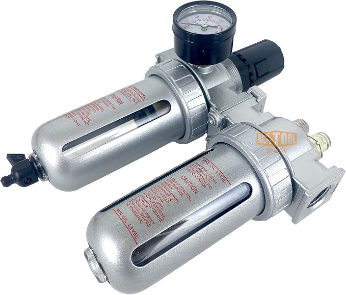 3/8" NPT Mid Flow Compressed Air In Line Filter Regulator Lubricator Oiler - Image 3