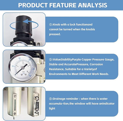 3/4" NPT 3 Stage Air Drying System, Heavy Duty Industrial Grade Air Compressor - Image 4