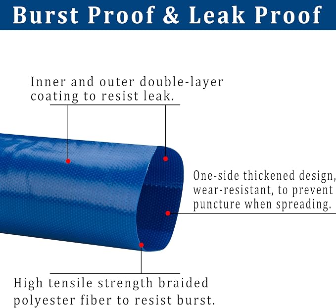 2-1/2 in x 50 ft Pool Backwash Hose Heavy Duty Drain Discharge Double PVC Lay - Image 3
