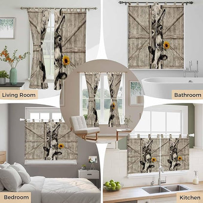 Funny Farm Animals Bathroom Curtains 63 Inch Length, Window Curtains Tab Top - Image 7
