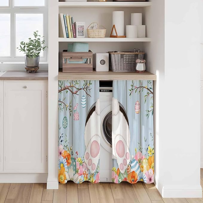 Easter Kitchen Tier Curtains 45 Inch Long 2 Panel Set, Rod Pocket Short Window - Image 7
