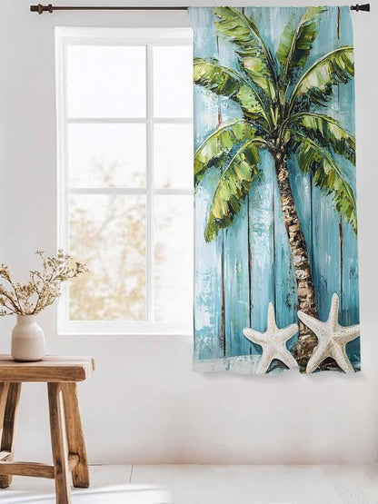 Sheer Curtains 63 Inch Length, Coastal Beach Starfish Semi Sheer Curtains Light - Image 3