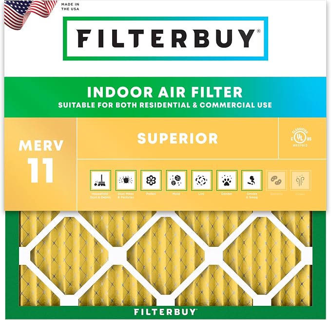 Filterbuy 21x21x1 Air Filter MERV 11 Superior Pet & Allergy Defense, by Filterbuy