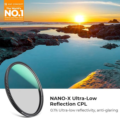 K&F CONCEPT 72mm Ultra-Low Reflectivity Polarizers Filter, 28 Multi-Layer - Image 2