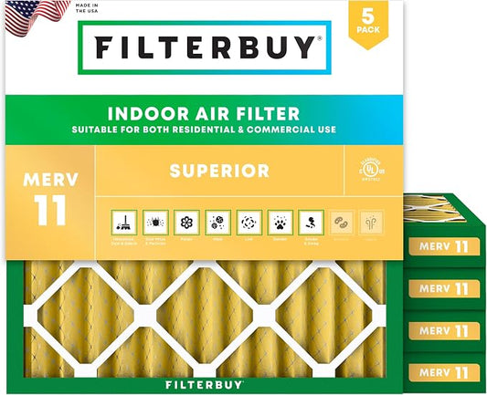 Filterbuy 25x25x2 Air Filter MERV 11 Superior Pet & Allergy Defense, by Filterbuy