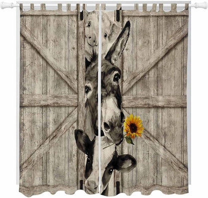 Funny Farm Animals Living Room Curtains 96 Inch Length, Window Curtains Tab Top by Unknown