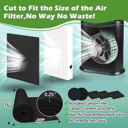 Cut to Fit Activated Carbon Air F ilter Sheet 16"x 48"x 1/4", Universal - Image 3