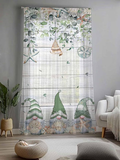 Sheer Curtains 84 Inches Long, Coastal Eucalyptus Leaf Semi Sheer Curtains - Image 2
