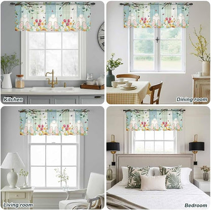 Easter Sheer Valances for Windows 42"x18", Light Filtering Kitchen Curtains - Image 5