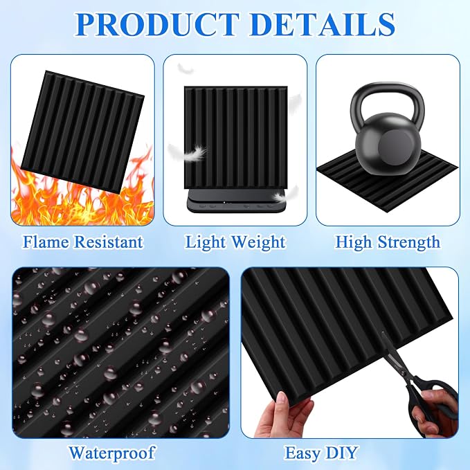 Nuanchu 60 Pcs 3D Slat Wall Panels 12 x 12 Inch PVC Fluted Textured Panel - Image 4
