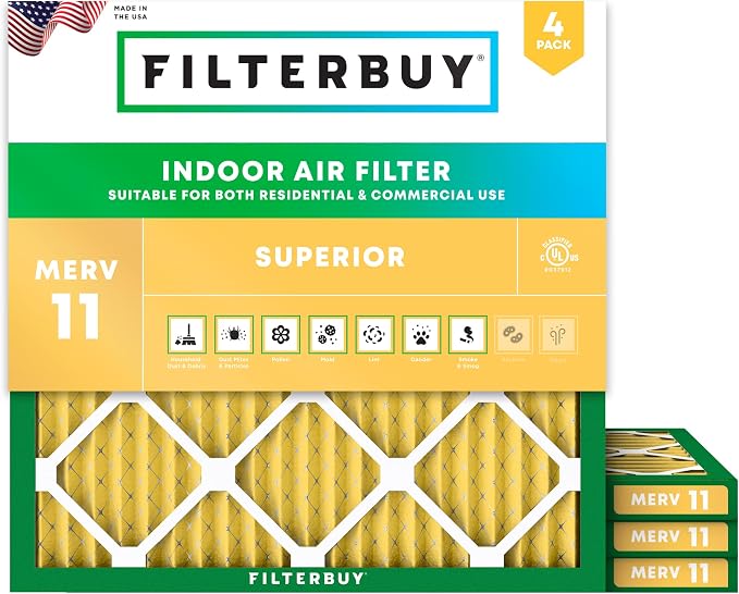 Filterbuy 22x22x1 Air Filter MERV 11 Superior Pet & Allergy Defense, by Filterbuy