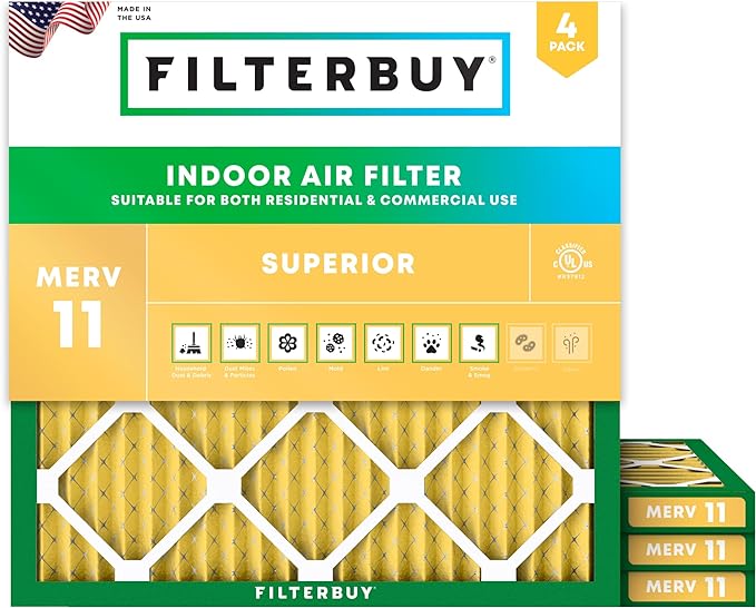 Filterbuy 18x18x1 Air Filter MERV 11 Superior Pet & Allergy Defense, by Filterbuy