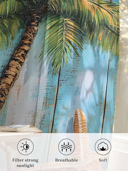 Sheer Curtains 96 Inches Long, Coastal Beach Tree Semi Sheer Curtains Light - Image 6