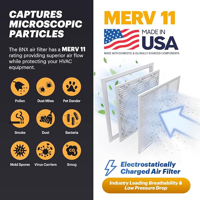 BNX 20x25x1 MERV 11 Air Filter 4 Pack - Image 3