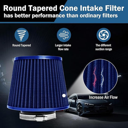Universal Clamp-On Air Intake Filter, High Performance, Washable Filter - Image 6