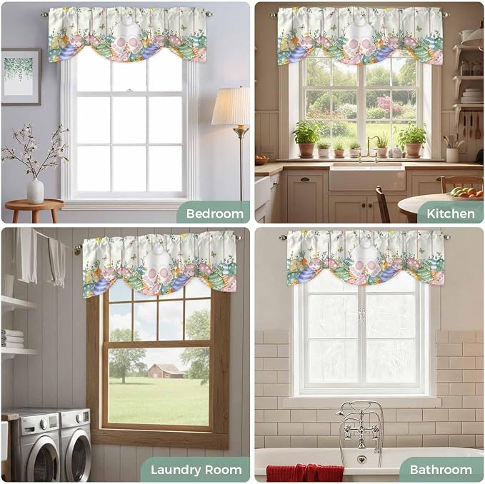 Easter Tie Up Valance Curtains for Windows, Kitchen Curtains Window Shades - Image 8