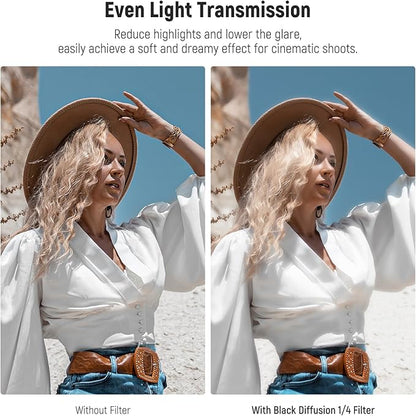 NEEWER 77mm Black Diffusion 1/4 Filter Dreamy Soft Cinematic Effect Filter - Image 3