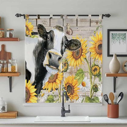 Yellow Sunflowers Living Room Curtains 84 Inch Length, Window Curtains Tab Top - Image 3
