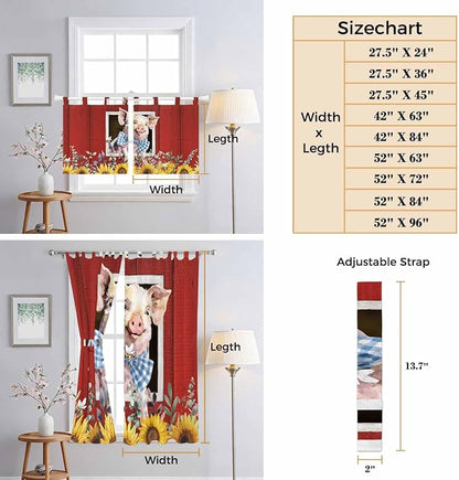 Pig Sunflowers Living Room Curtains 84 Inch Length, Window Curtains Tab Top - Image 8