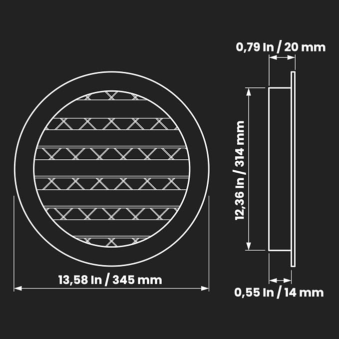 Repa Market 12.4" Inch Aluminum Gray Soffit Air Vent Cover - Image 2