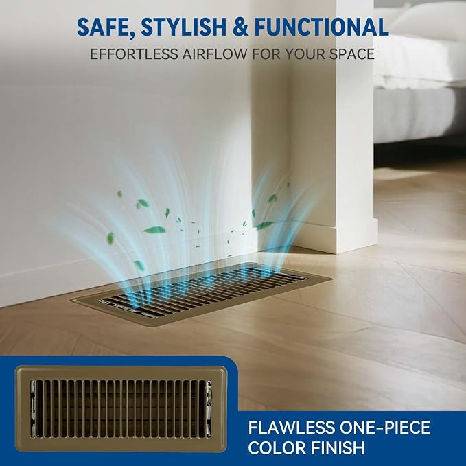 4" x 12" Floor Register Vent Covers 10-Pack, Walkable Powder-Coated Metal Vent - Image 2