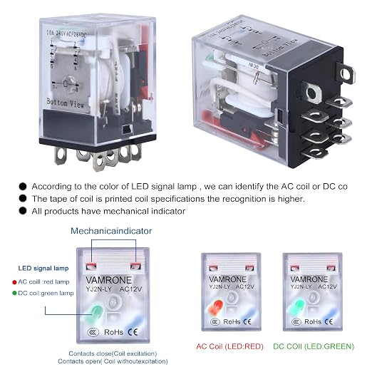 Electromagnetic Power Relay, 8-Pin 10 AMP 12V AC Relay Coil - Image 6