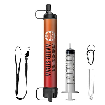 Emergency Water Filter Straw, Personal Survival Water Filtration System by Lormandy