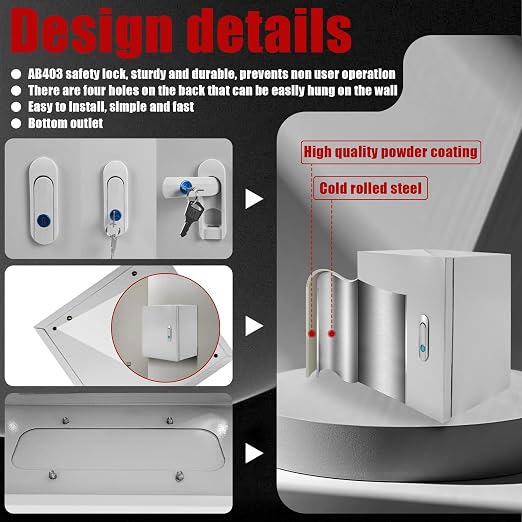 Electrical Box 12 x 12 x 8 Inch Indoor Outdoor Electrical Enclosure Box Steel - Image 5