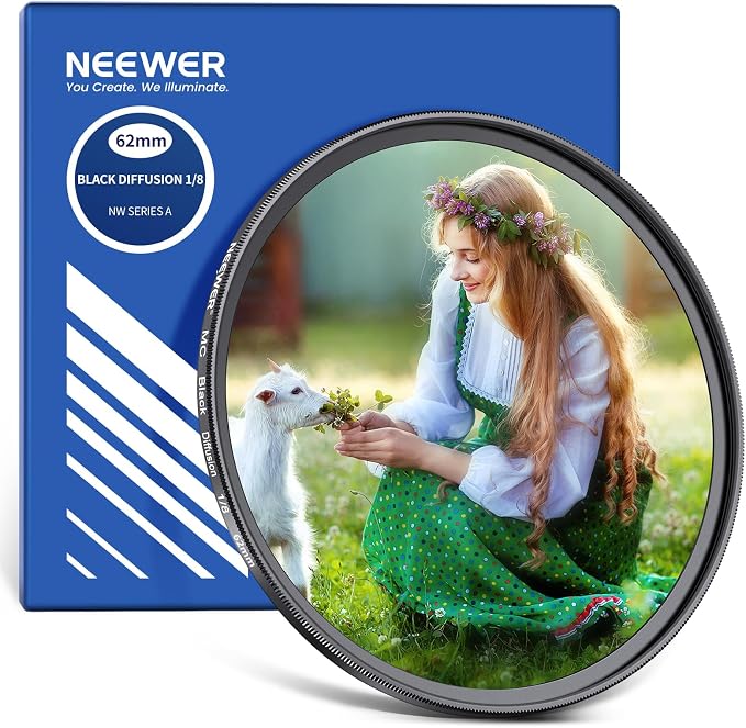 Neewer 62mm Black Diffusion 1/8 Filter Soft Dreamy Cinematic Effect Filter by Neewer