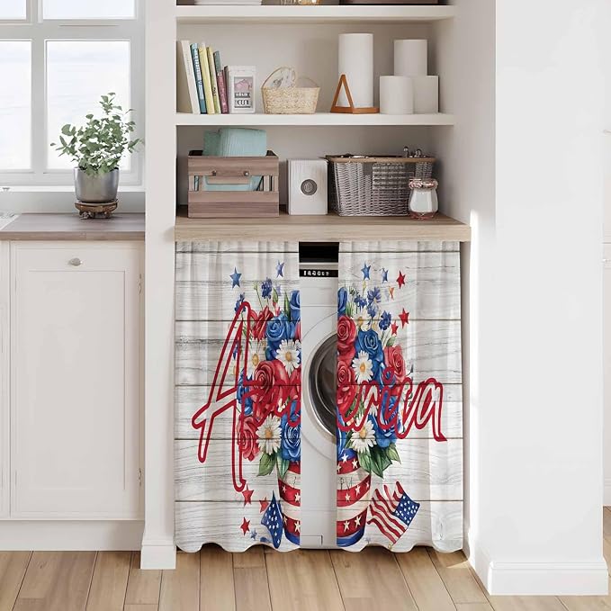 Independence Day Kitchen Curtains 54 Inch Long 2 Panel Set, Rod Pocket Window - Image 7