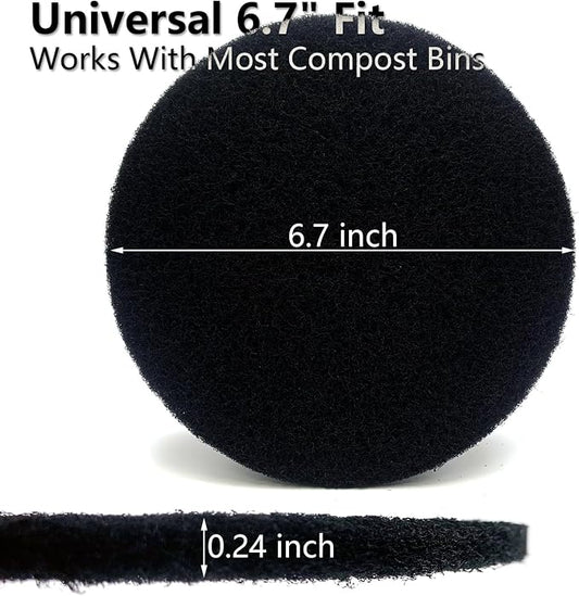 6 Pack Charcoal Filters for Compost Bucket – 6.7 Inch Round Activated Carbon - Image 2