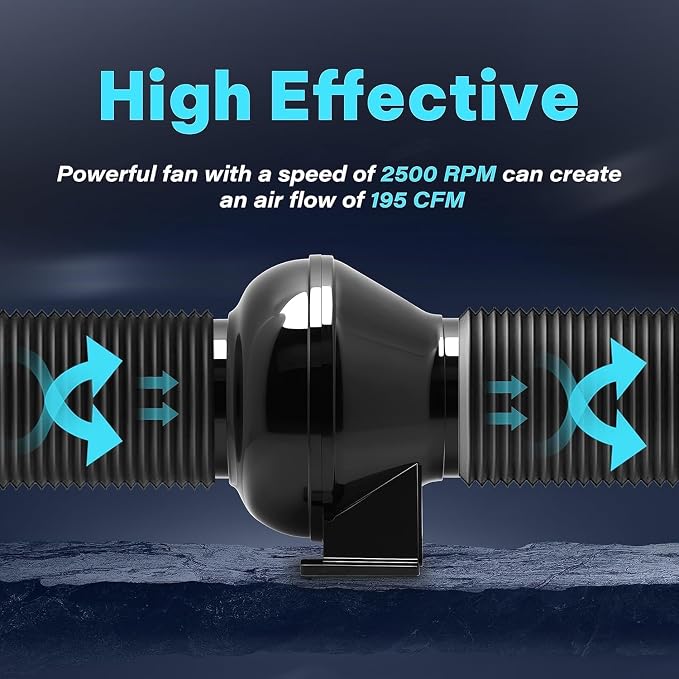 iPower 4" 195 CFM Inline Fan - Image 3
