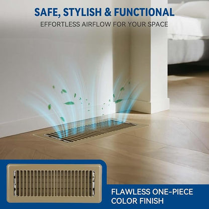 4" x 12" Floor Register Vent Covers 4-Pack, Walkable Powder-Coated Metal Vent - Image 2