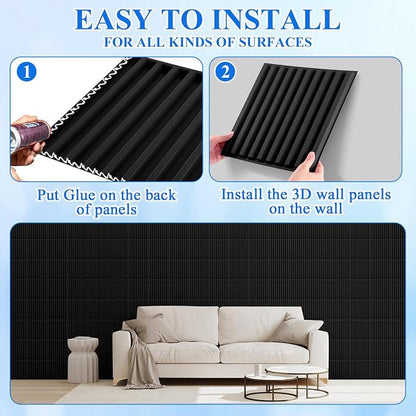 Nuanchu 32 Pcs 3D Slat Wall Panels, Paintable Waterproof Textured Tiles - Image 3