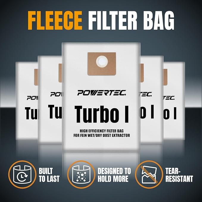 POWERTEC Turbo I, 9-20-27 Fleece Filter Bags 10PK, - Image 8