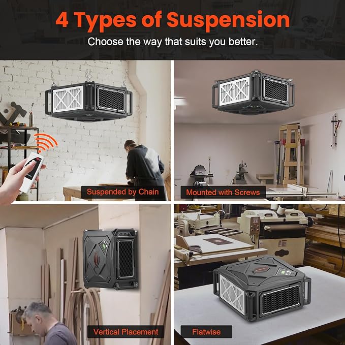 Abestorm 270 Degree Intake Air Filtration System, 780 CFM Workshop Hanging Dust - Image 4