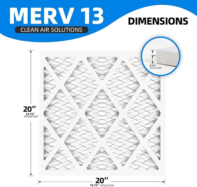 20x20x1 Furnace Air Filters, MPR 1900 & FPR 10, MERV 13 Pleated Air Filter - Image 3